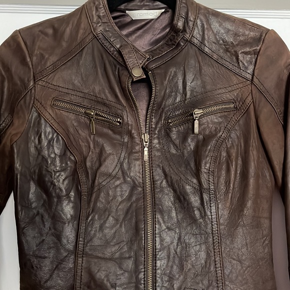 PROMOD BROWN LEATHER JACKET - Picture 2 of 10